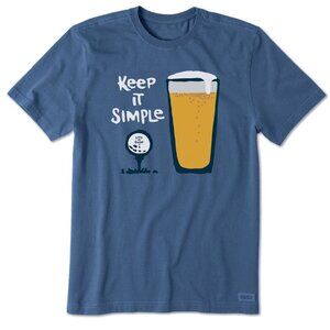 Life Is Good Men's Blue Keep It Simple Golf Beer Tee T-Shirt Top Size XL New